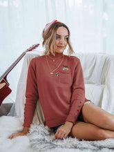 Load image into Gallery viewer, Graphic Mock Neck Slit Sweater