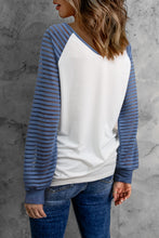 Load image into Gallery viewer, Contrast Sheer Striped V-Neck Top