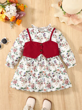 Load image into Gallery viewer, Floral Print Frill Trim Flounce Sleeve Dress