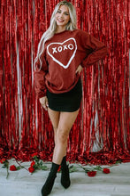 Load image into Gallery viewer, Heart Letter Graphic Round Neck Sweatshirt