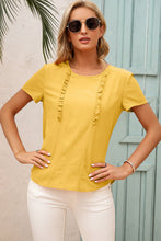 Load image into Gallery viewer, Ruffle Trim Round Neck Top