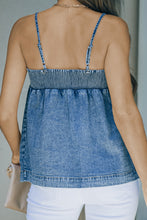 Load image into Gallery viewer, Smocked Adjustable Strap Denim Cami