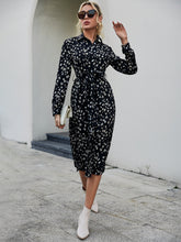 Load image into Gallery viewer, Animal Print Tie-Waist Midi Shirt Dress