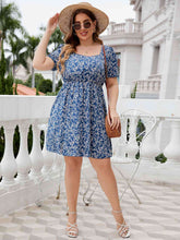 Load image into Gallery viewer, Plus Size Floral Square Neck A-Line Dress