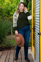 Load image into Gallery viewer, Plus Size Floral Waffle-Knit Round Neck Blouse