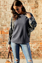 Load image into Gallery viewer, Camouflage Boat Neck Raglan Sleeve Top