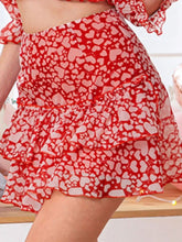 Load image into Gallery viewer, Heart Print Tiered Mini Skirt