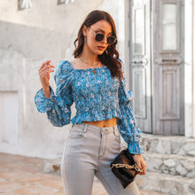 Load image into Gallery viewer, Floral Bubble Sleeve Smocked Top