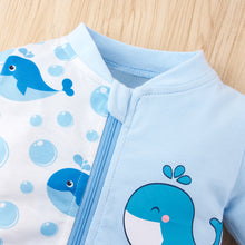 Load image into Gallery viewer, Baby Whale Print Two-Tone Jumpsuit