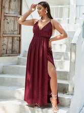 Load image into Gallery viewer, Plus Size Crisscross Side Split Plunge Velvet Maxi Dress