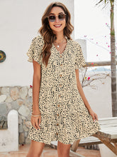 Load image into Gallery viewer, Animal Print Button Front Flutter Sleeve Dress