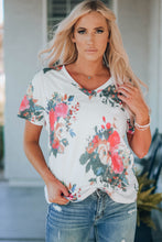 Load image into Gallery viewer, Floral V-Neck Tee Shirt