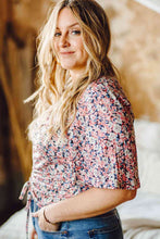 Load image into Gallery viewer, Plus Size Floral Drawstring Detail Blouse