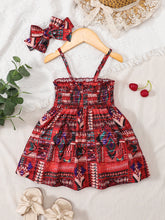 Load image into Gallery viewer, Baby Girl Printed Smocked Pinafore Skirt