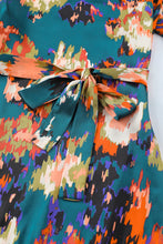 Load image into Gallery viewer, Abstract Print Belted Ruffle Hem Dress