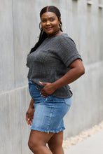 Load image into Gallery viewer, e.Luna Full Size Chunky Knit Short Sleeve Top in Gray