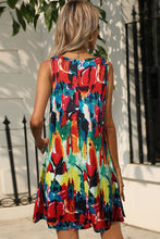 Load image into Gallery viewer, Printed Round Neck Sleeveless Dress with Pockets
