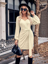 Load image into Gallery viewer, Asymmetrical Surplice Puff Sleeve Mini Dress