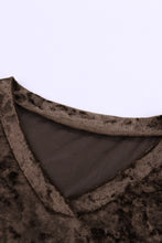 Load image into Gallery viewer, V-Neck Curved Hem Crushed Velvet Tee