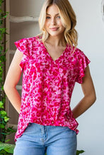 Load image into Gallery viewer, Heimish Full Size Printed Ruffle Cap Sleeve Top