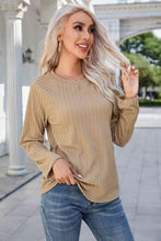 Load image into Gallery viewer, Round Neck Raglan Sleeve Ribbed Blouse