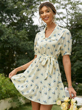 Load image into Gallery viewer, Floral Buttoned Lace Trim Mini Dress