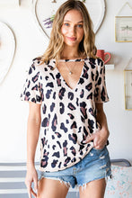 Load image into Gallery viewer, Leopard Cutout Short Sleeve Top