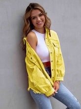 Load image into Gallery viewer, Distressed Drop Shoulder Denim Jacket
