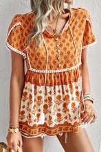 Load image into Gallery viewer, Bohemian Tie Neck Buttoned Blouse