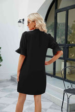 Load image into Gallery viewer, Notched Neck Flounce Sleeve Mini Dress