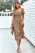 Load image into Gallery viewer, Floral Ruffled Square Neck Dress with Pockets