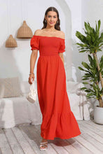 Load image into Gallery viewer, Smocked Off-Shoulder Maxi Dress