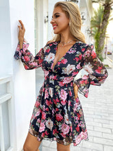 Load image into Gallery viewer, Floral Decorative Button Pleated Dress