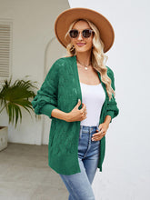 Load image into Gallery viewer, Openwork Open Front Lantern Sleeve Cardigan
