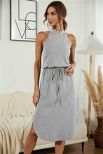 Load image into Gallery viewer, Drawstring Open Back Slit Sleeveless Dress