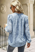 Load image into Gallery viewer, Applique Frill Trim Tie Neck Blouse