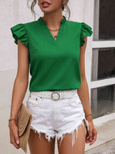 Load image into Gallery viewer, Notched Neck Butterfly Sleeve Blouse