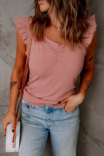 Load image into Gallery viewer, Butterfly Sleeve Ruched V-Neck Top