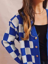 Load image into Gallery viewer, Checkered Open Front Button Up Cardigan