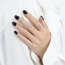 Load image into Gallery viewer, Zircon 925 Sterling Silver Double Cross Bypass Ring