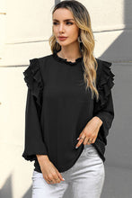 Load image into Gallery viewer, Ruffled Round Neck Long Sleeve Blouse