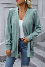 Load image into Gallery viewer, Cable-Knit Long Sleeve Cardigan with Pocket