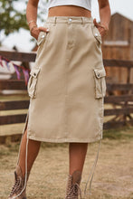 Load image into Gallery viewer, Drawstring Denim Cargo Skirt