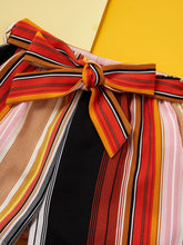 Load image into Gallery viewer, Girls Ribbed Top and Striped Belted Shorts Set