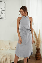 Load image into Gallery viewer, Drawstring Open Back Slit Sleeveless Dress