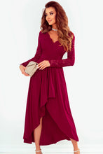 Load image into Gallery viewer, Lace High-Low V-Neck Dress