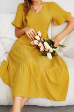 Load image into Gallery viewer, Short Sleeve V-Neck Tiered Dress