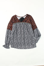Load image into Gallery viewer, Animal Print Color Block V-Neck Flounce Sleeve Blouse