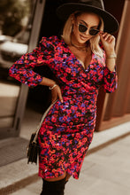 Load image into Gallery viewer, Floral Long Puff Sleeve Tulip Hem Dress