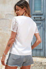 Load image into Gallery viewer, Floral Graphic Scalloped V-Neck Top